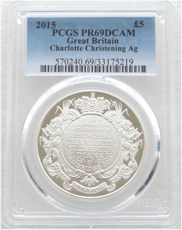 2015 Princess Charlotte Christening £5 Silver Proof Coin PCGS PR69 DCAM 2015 Princess Charlotte Christening £5 Silver Proof Coin PCGS PR69 DCAM