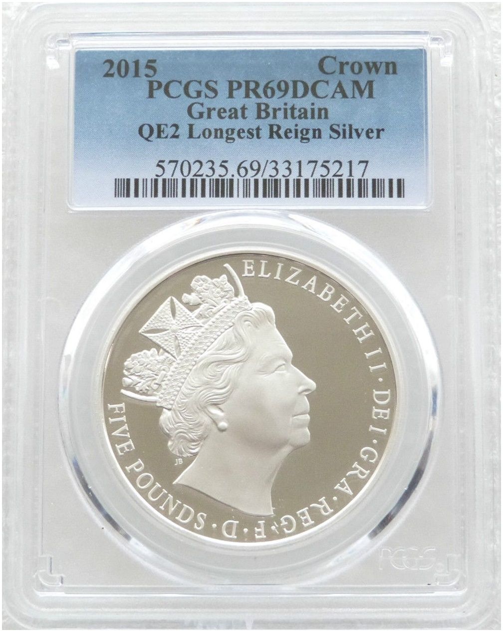 2015 Longest Reigning Monarch £5 Silver Proof Coin PCGS PR69 DCAM 2015 Longest Reigning Monarch £5 Silver Proof Coin PCGS PR69 DCAM