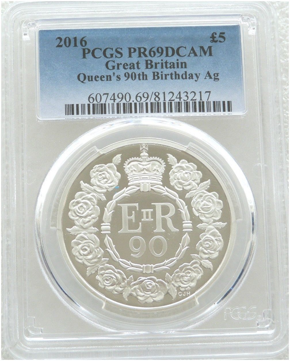 2016 Queen's 90th Birthday £5 Silver Proof Coin PCGS PR69 DCAM