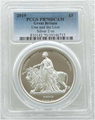 2019 Great Engravers Una and the Lion £5 Silver Proof 2oz Coin PCGS PR70 DCAM - Last Coin 2019 Great Engravers Una and the Lion £5 Silver Proof 2oz Coin PCGS PR70 DCAM - Last Coin