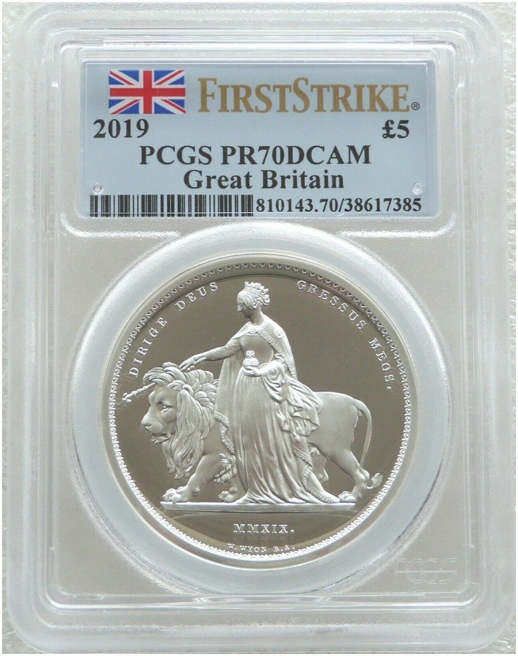 2019 Great Engravers Una and the Lion £5 Silver Proof 2oz Coin PCGS PR70 DCAM First Strike 2019 Great Engravers Una and the Lion £5 Silver Proof 2oz Coin PCGS PR70 DCAM First Strike