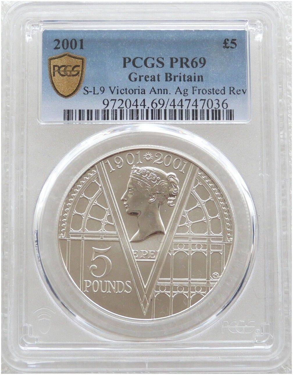 2001 Queen Victoria Frosted £5 Silver Matte Proof Coin PCGS PR69 2001 Queen Victoria Frosted £5 Silver Matte Proof Coin PCGS PR69