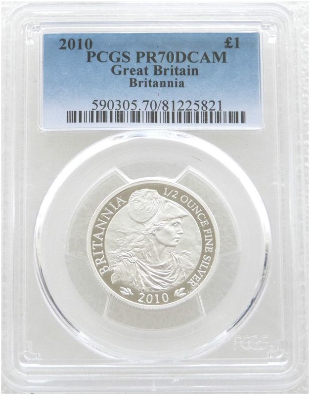 2010 Britannia £1 Silver Proof 1/2oz Coin PCGS PR70 DCAM 2010 Britannia £1 Silver Proof 1/2oz Coin PCGS PR70 DCAM