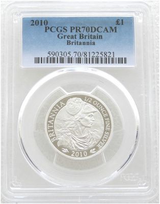 2010 Britannia £1 Silver Proof 1/2oz Coin PCGS PR70 DCAM 2010 Britannia £1 Silver Proof 1/2oz Coin PCGS PR70 DCAM