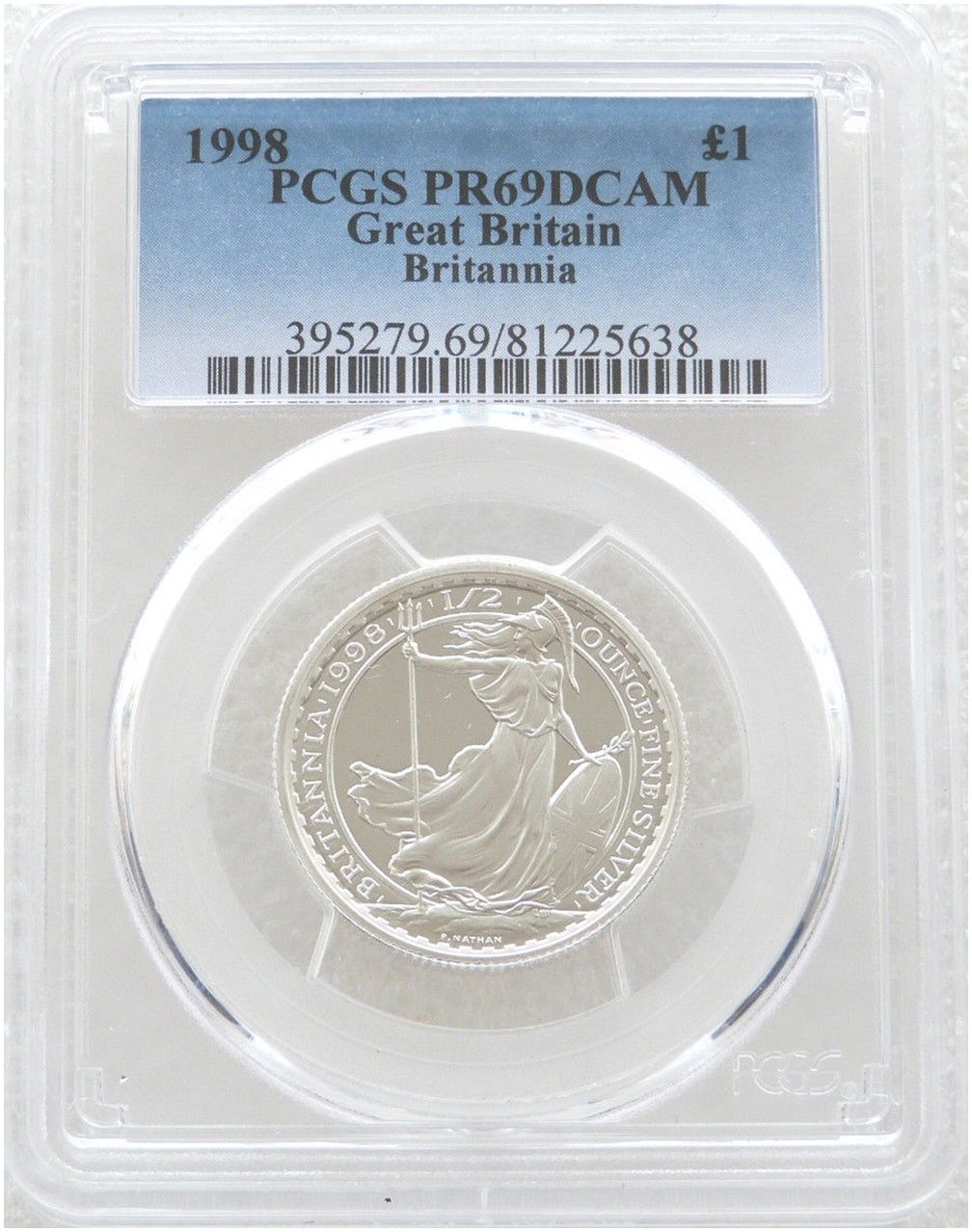 1998 Britannia £1 Silver Proof 1/2oz Coin PCGS PR69 DCAM 1998 Britannia £1 Silver Proof 1/2oz Coin PCGS PR69 DCAM