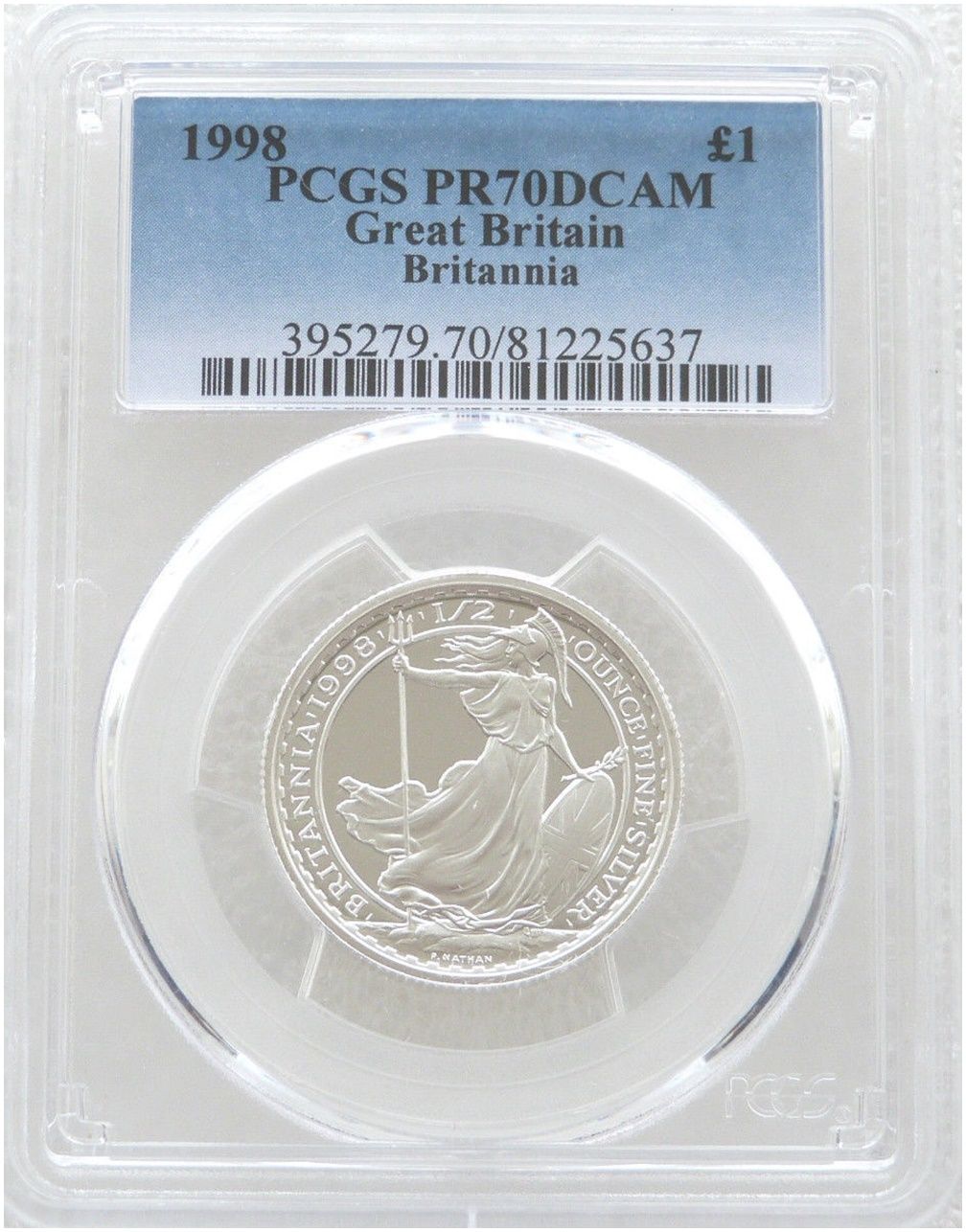 1998 Britannia £1 Silver Proof 1/2oz Coin PCGS PR70 DCAM 1998 Britannia £1 Silver Proof 1/2oz Coin PCGS PR70 DCAM