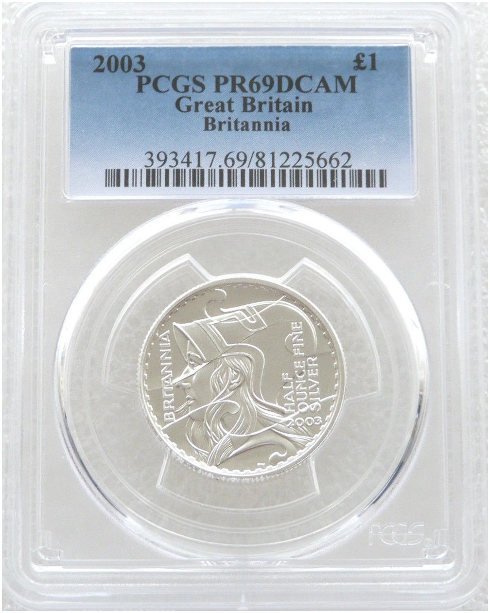 2003 Britannia £1 Silver Proof 1/2oz Coin PCGS PR69 DCAM 2003 Britannia £1 Silver Proof 1/2oz Coin PCGS PR69 DCAM