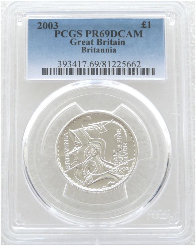 2003 Britannia £1 Silver Proof 1/2oz Coin PCGS PR69 DCAM 2003 Britannia £1 Silver Proof 1/2oz Coin PCGS PR69 DCAM