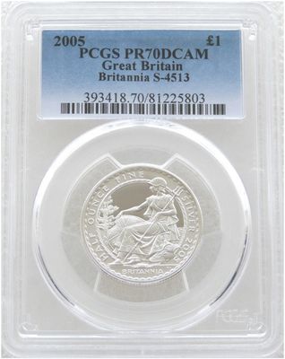 2005 Britannia £1 Silver Proof 1/2oz Coin PCGS PR70 DCAM 2005 Britannia £1 Silver Proof 1/2oz Coin PCGS PR70 DCAM