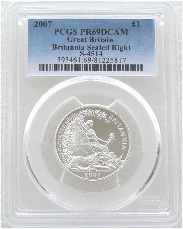 2007 Britannia £1 Silver Proof 1/2oz Coin PCGS PR69 DCAM 2007 Britannia £1 Silver Proof 1/2oz Coin PCGS PR69 DCAM