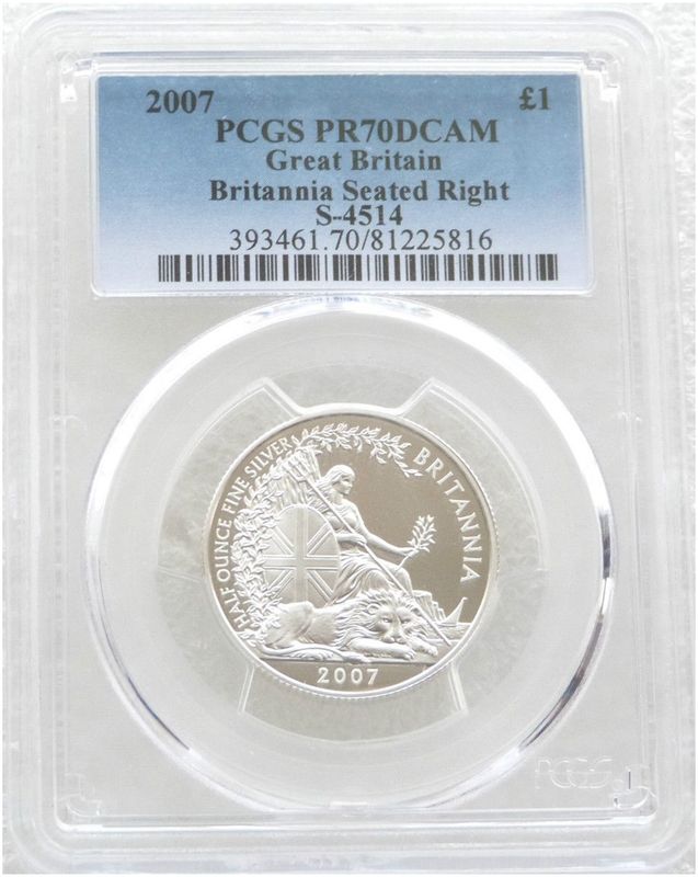 2007 Britannia £1 Silver Proof 1/2oz Coin PCGS PR70 DCAM 2007 Britannia £1 Silver Proof 1/2oz Coin PCGS PR70 DCAM
