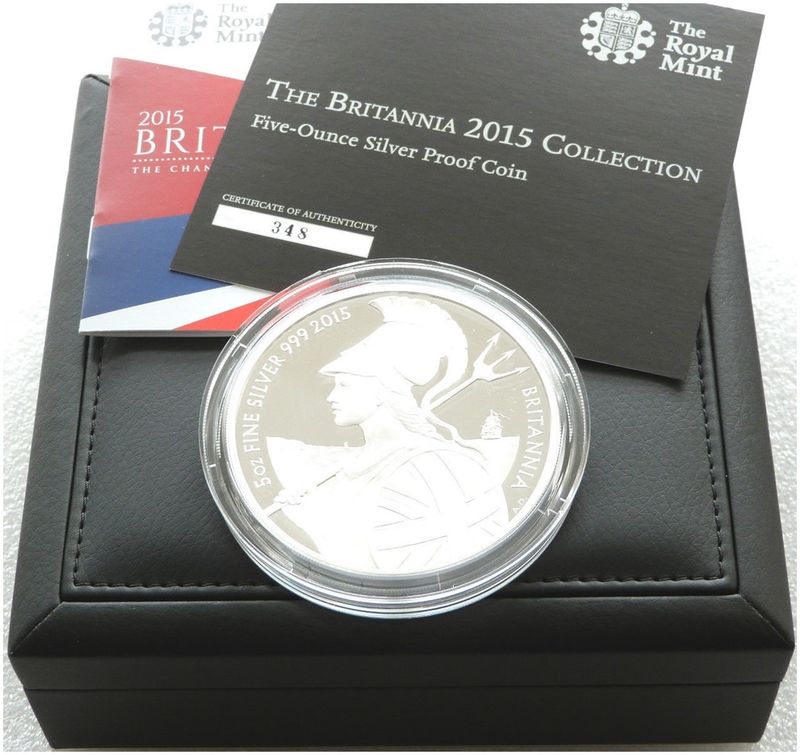 2015 Britannia £10 Silver Proof 5oz Coin Box Coa 2015 Britannia £10 Silver Proof 5oz Coin Box Coa