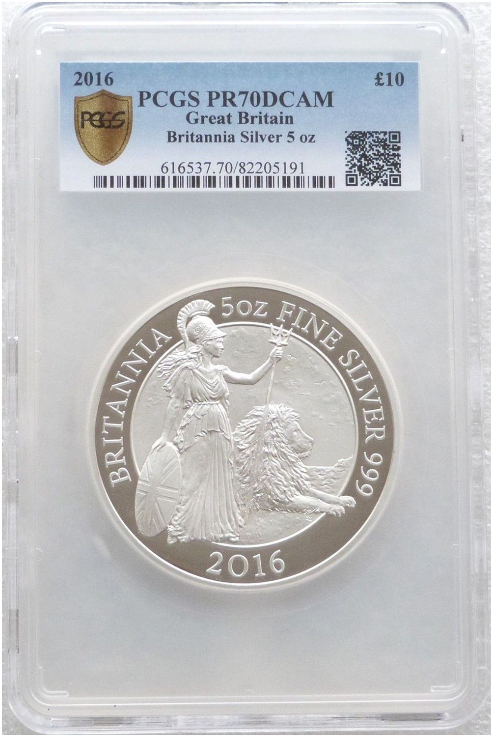 2016 Britannia £10 Silver Proof 5oz Coin PCGS PR70 DCAM 2016 Britannia £10 Silver Proof 5oz Coin PCGS PR70 DCAM