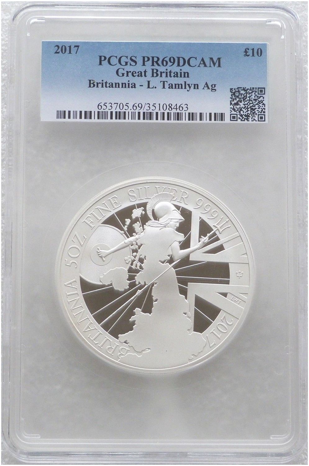 2017 Britannia £10 Silver Proof 5oz Coin PCGS PR69 DCAM - Mintage 669 2017 Britannia £10 Silver Proof 5oz Coin PCGS PR69 DCAM - Mintage 669