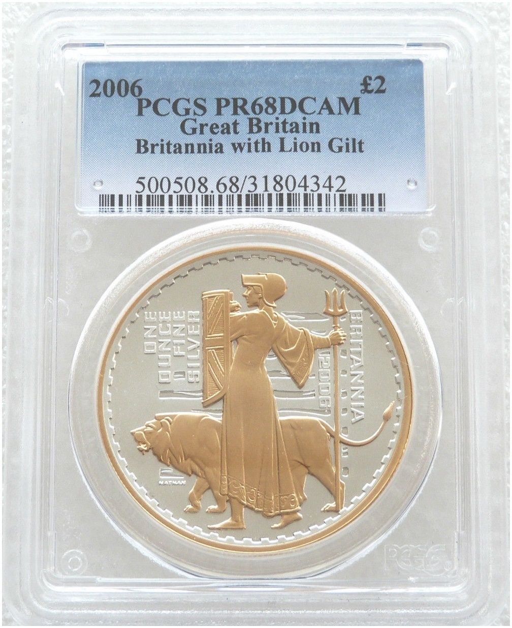 2006 Britannia £2 Silver Gold Proof 1oz Coin PCGS PR68 DCAM 2006 Britannia £2 Silver Gold Proof 1oz Coin PCGS PR68 DCAM