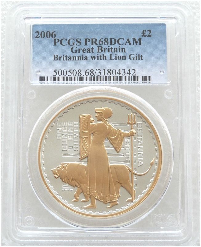 2006 Britannia £2 Silver Gold Proof 1oz Coin PCGS PR68 DCAM 2006 Britannia £2 Silver Gold Proof 1oz Coin PCGS PR68 DCAM