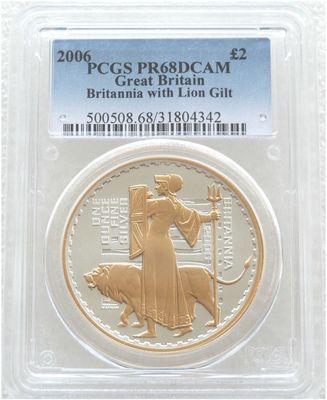 2006 Britannia £2 Silver Gold Proof 1oz Coin PCGS PR68 DCAM 2006 Britannia £2 Silver Gold Proof 1oz Coin PCGS PR68 DCAM