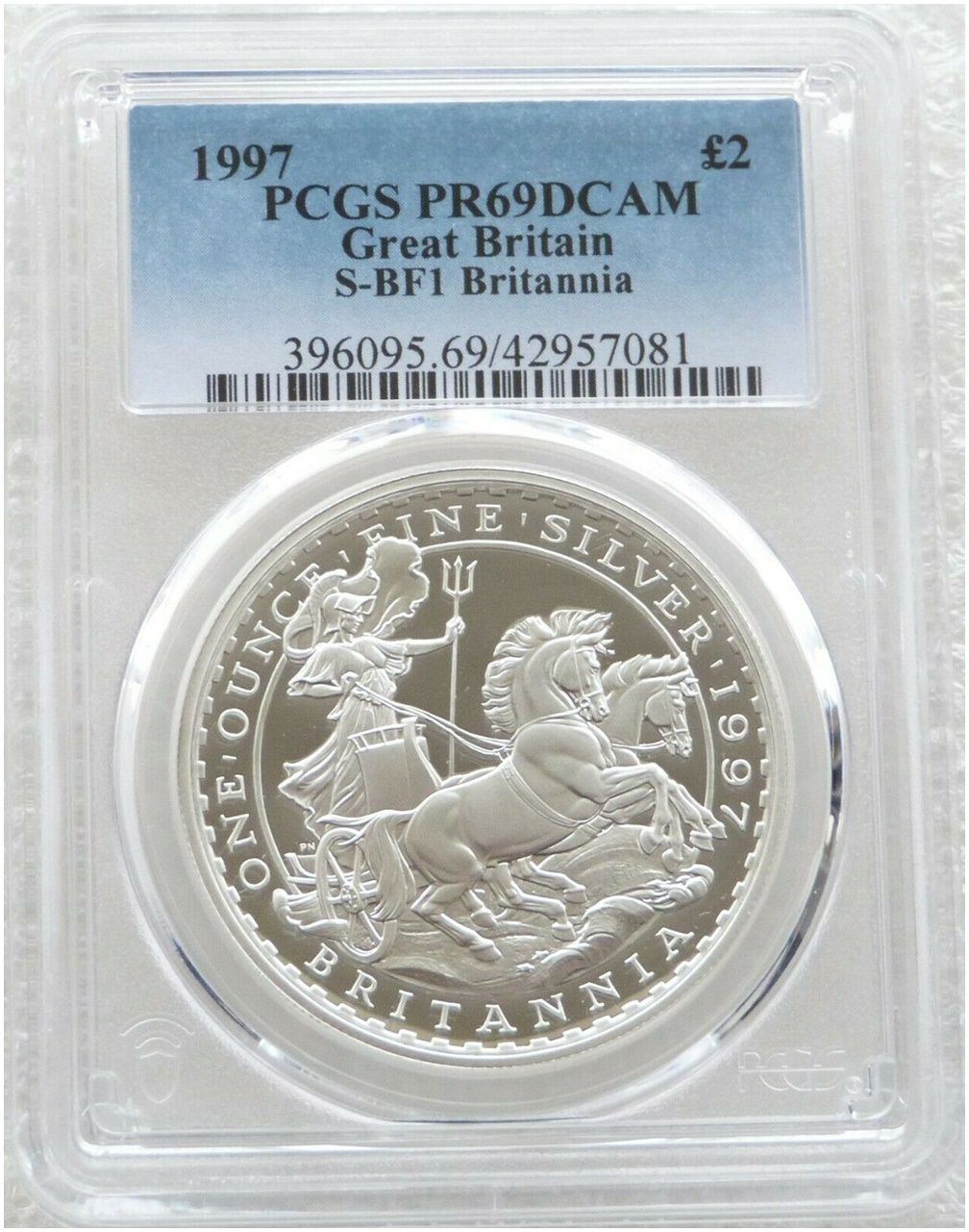 1997 Britannia £2 Silver Proof 1oz Coin PCGS PR69 DCAM 1997 Britannia £2 Silver Proof 1oz Coin PCGS PR69 DCAM