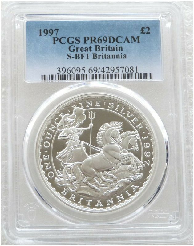 1997 Britannia £2 Silver Proof 1oz Coin PCGS PR69 DCAM 1997 Britannia £2 Silver Proof 1oz Coin PCGS PR69 DCAM