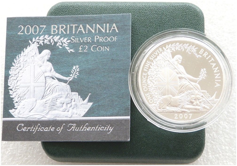 2007 Britannia £2 Silver Proof 1oz Coin Box Coa 2007 Britannia £2 Silver Proof 1oz Coin Box Coa