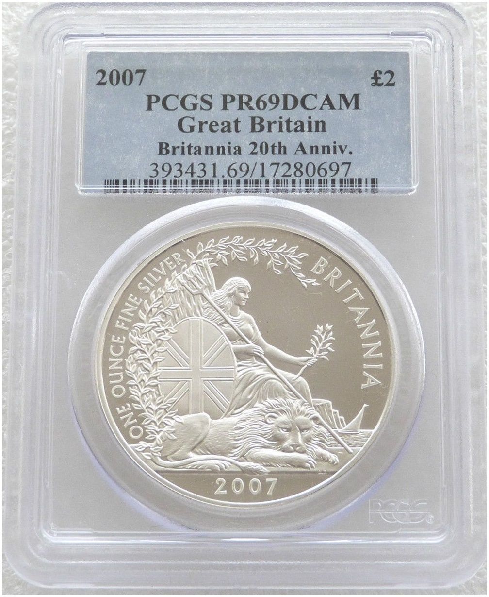 2007 Britannia £2 Silver Proof 1oz Coin PCGS PR69 DCAM 2007 Britannia £2 Silver Proof 1oz Coin PCGS PR69 DCAM