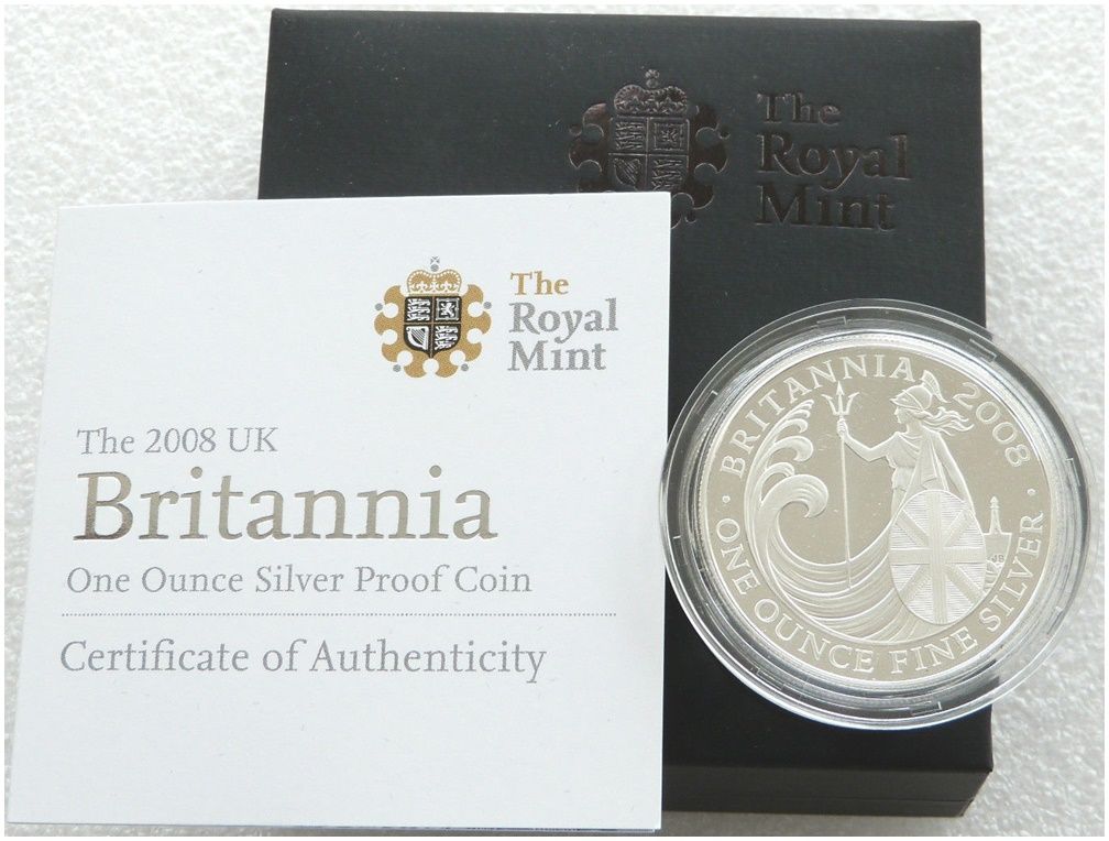 2008 Britannia £2 Silver Proof 1oz Coin Box Coa 2008 Britannia £2 Silver Proof 1oz Coin Box Coa