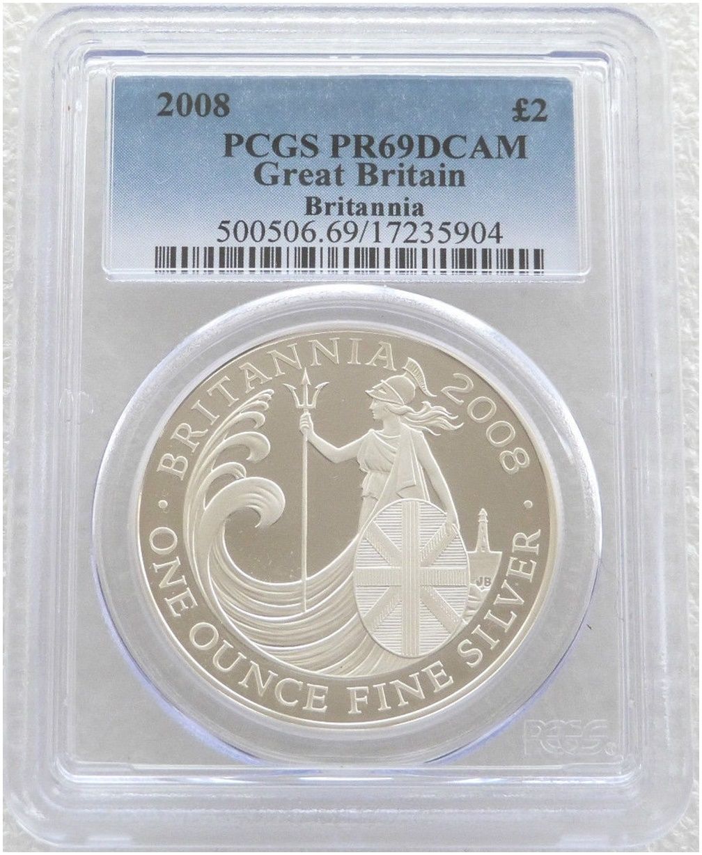 2008 Britannia £2 Silver Proof 1oz Coin PCGS PR69 DCAM 2008 Britannia £2 Silver Proof 1oz Coin PCGS PR69 DCAM