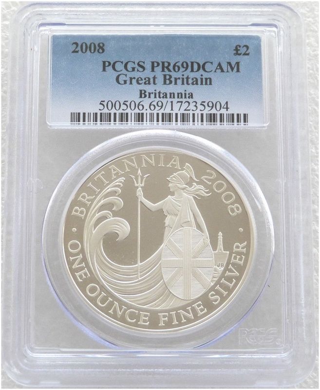 2008 Britannia £2 Silver Proof 1oz Coin PCGS PR69 DCAM 2008 Britannia £2 Silver Proof 1oz Coin PCGS PR69 DCAM