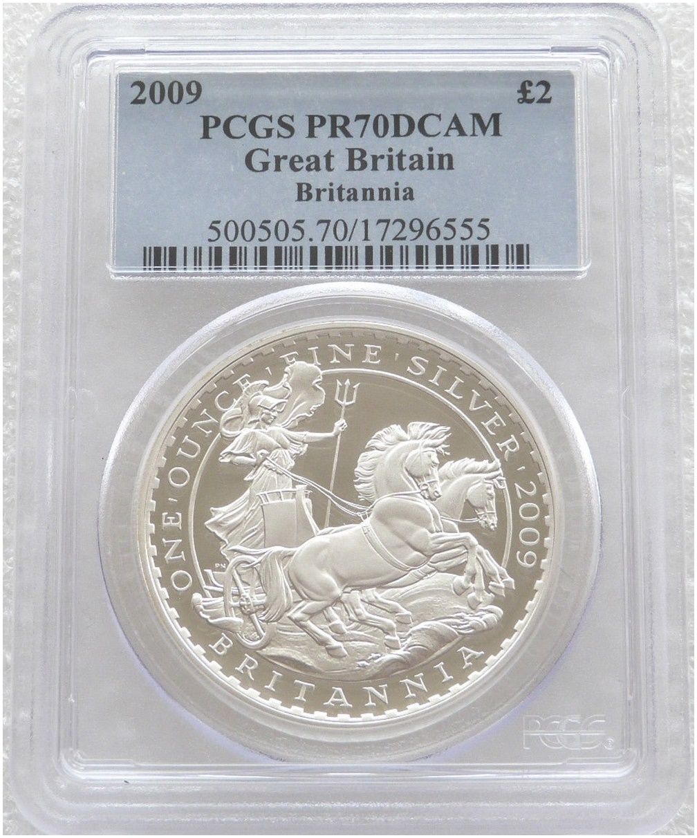 2009 Britannia £2 Silver Proof 1oz Coin PCGS PR70 DCAM 2009 Britannia £2 Silver Proof 1oz Coin PCGS PR70 DCAM