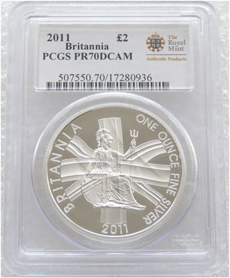 2011 Britannia £2 Silver Proof 1oz Coin PCGS PR70 DCAM 2011 Britannia £2 Silver Proof 1oz Coin PCGS PR70 DCAM