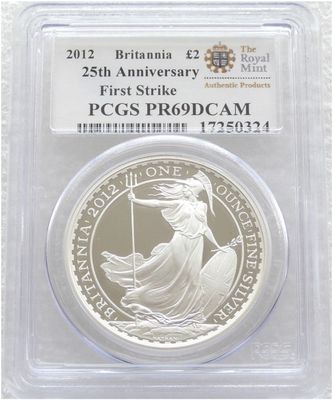 2012 Britannia £2 Silver Proof 1oz Coin PCGS PR69 DCAM First Strike 2012 Britannia £2 Silver Proof 1oz Coin PCGS PR69 DCAM First Strike