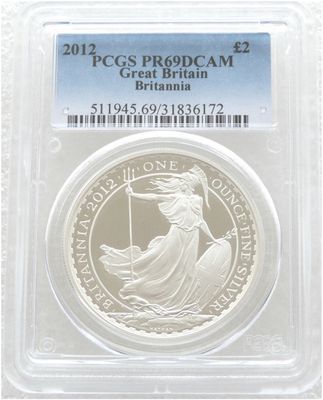 2012 Britannia £2 Silver Proof 1oz Coin PCGS PR69 DCAM 2012 Britannia £2 Silver Proof 1oz Coin PCGS PR69 DCAM