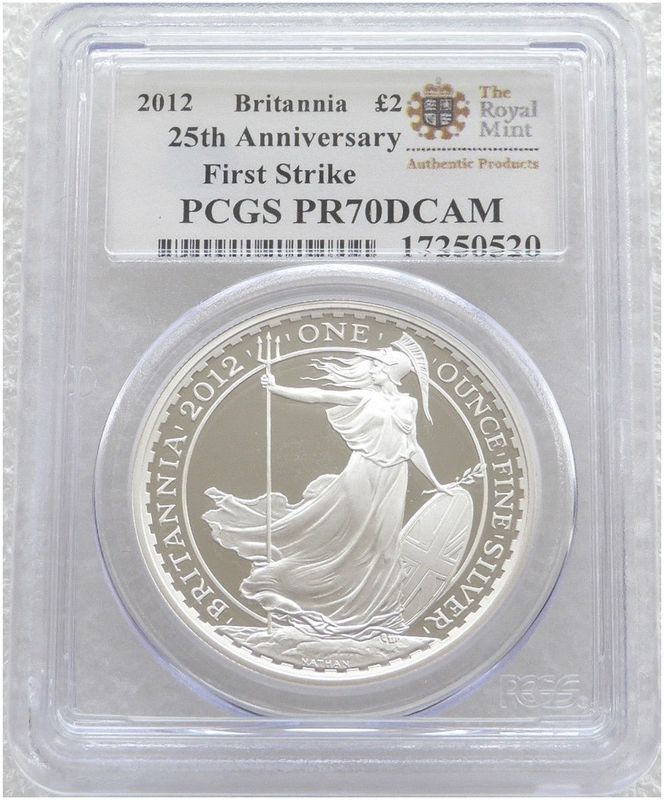 2012 Britannia £2 Silver Proof 1oz Coin PCGS PR70 DCAM First Strike 2012 Britannia £2 Silver Proof 1oz Coin PCGS PR70 DCAM First Strike