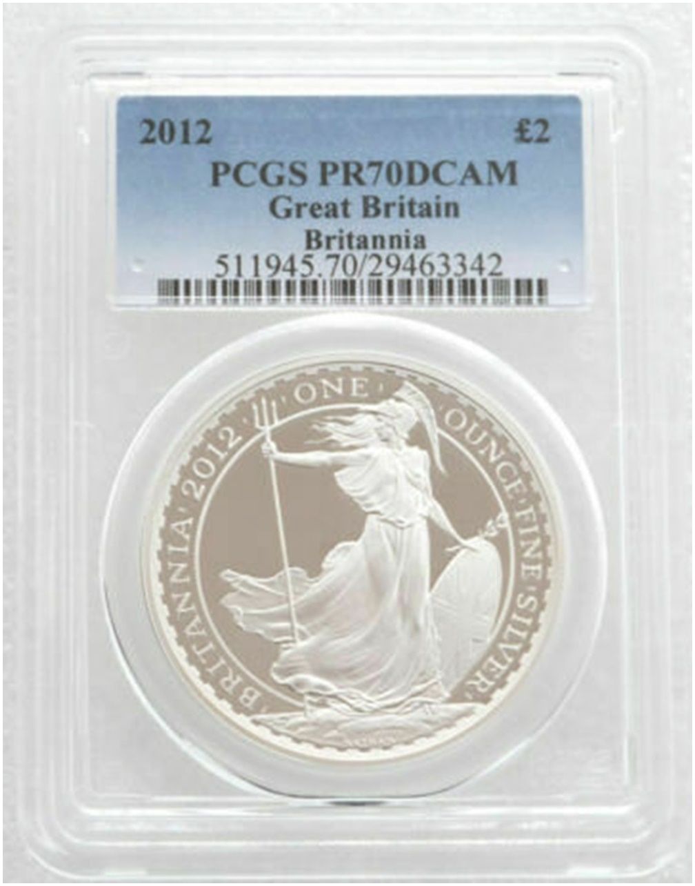 2012 Britannia £2 Silver Proof 1oz Coin PCGS PR70 DCAM 2012 Britannia £2 Silver Proof 1oz Coin PCGS PR70 DCAM