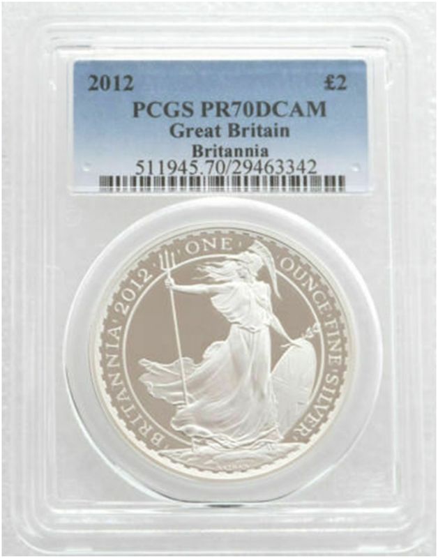 2012 Britannia £2 Silver Proof 1oz Coin PCGS PR70 DCAM 2012 Britannia £2 Silver Proof 1oz Coin PCGS PR70 DCAM