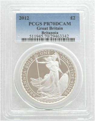 2012 Britannia £2 Silver Proof 1oz Coin PCGS PR70 DCAM 2012 Britannia £2 Silver Proof 1oz Coin PCGS PR70 DCAM