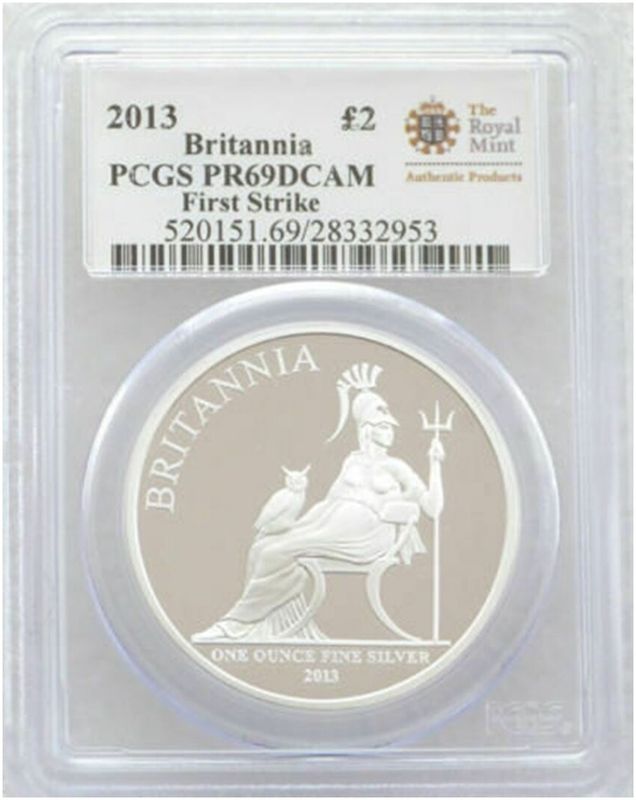 2013 Britannia £2 Silver Proof 1oz Coin PCGS PR69 DCAM First Strike 2013 Britannia £2 Silver Proof 1oz Coin PCGS PR69 DCAM First Strike