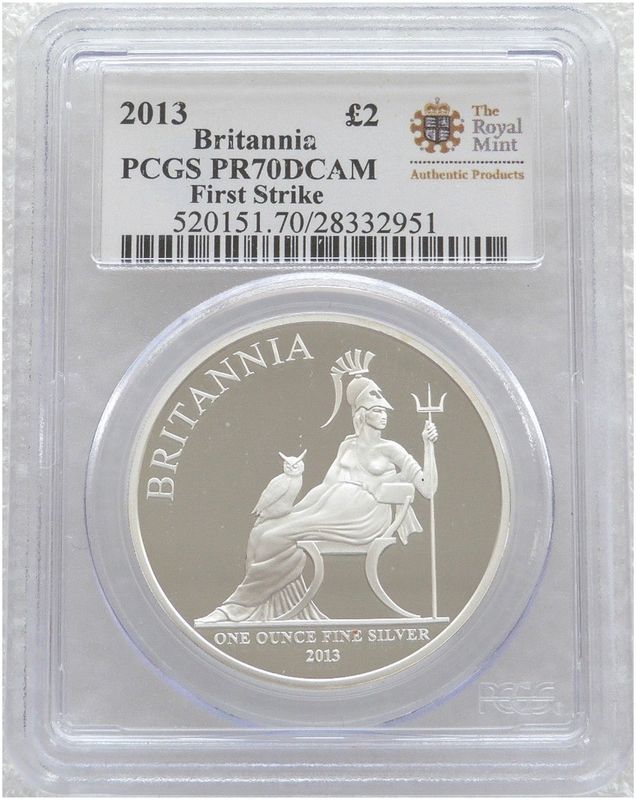 2013 Britannia £2 Silver Proof 1oz Coin PCGS PR70 DCAM First Strike 2013 Britannia £2 Silver Proof 1oz Coin PCGS PR70 DCAM First Strike