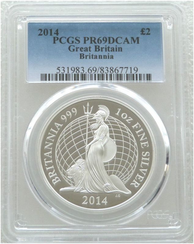 2014 Britannia £2 Silver Proof 1oz Coin PCGS PR69 DCAM 2014 Britannia £2 Silver Proof 1oz Coin PCGS PR69 DCAM