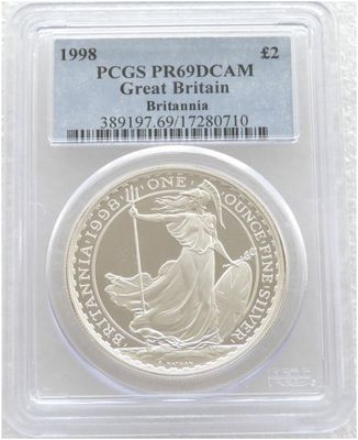 1998 Britannia £2 Silver Proof 1oz Coin PCGS PR69 DCAM 1998 Britannia £2 Silver Proof 1oz Coin PCGS PR69 DCAM