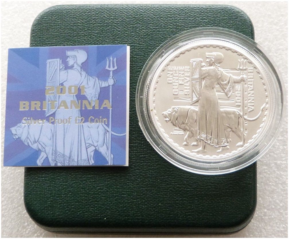 2001 Britannia £2 Silver Proof 1oz Coin Box Coa 2001 Britannia £2 Silver Proof 1oz Coin Box Coa