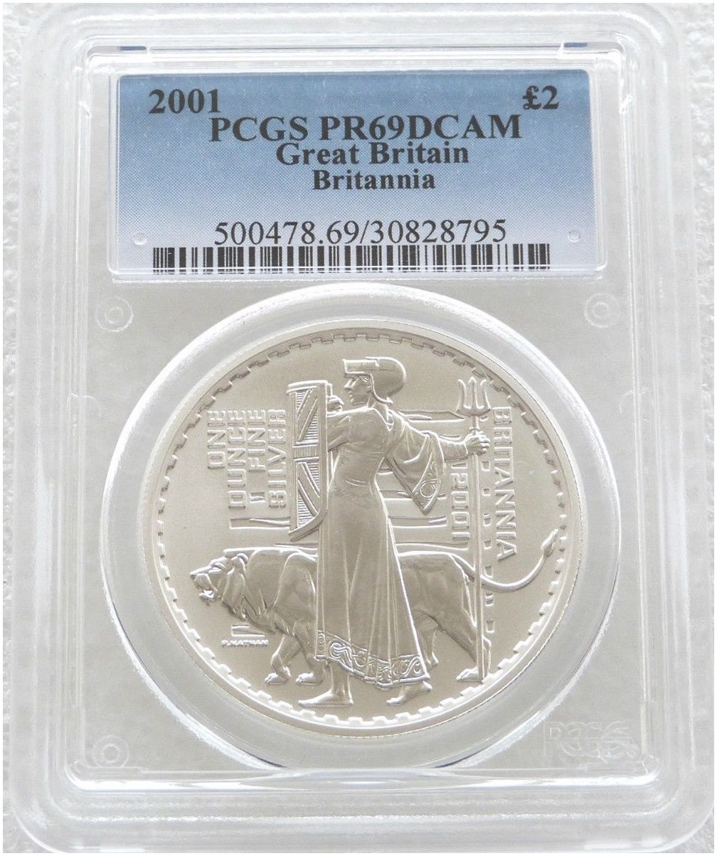 2001 Britannia £2 Silver Proof 1oz Coin PCGS PR69 DCAM 2001 Britannia £2 Silver Proof 1oz Coin PCGS PR69 DCAM