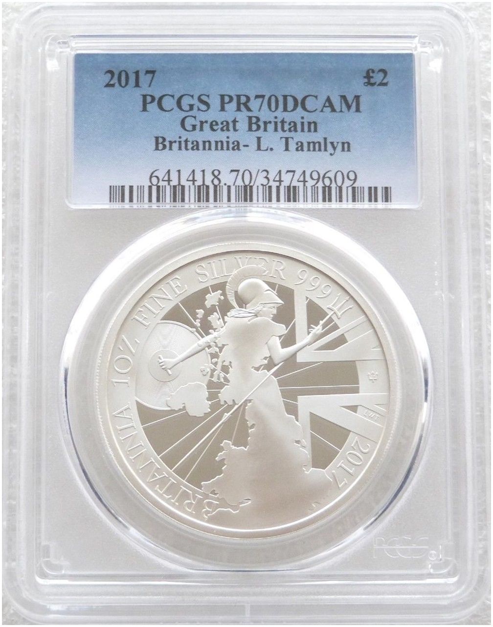 2017 Britannia £2 Silver Proof 1oz Coin PCGS PR70 DCAM 2017 Britannia £2 Silver Proof 1oz Coin PCGS PR70 DCAM