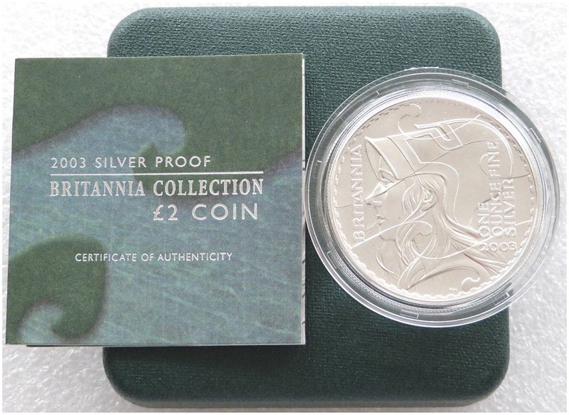 2003 Britannia £2 Silver Proof 1oz Coin Box Coa 2003 Britannia £2 Silver Proof 1oz Coin Box Coa