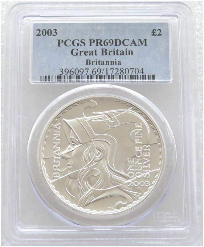 2003 Britannia £2 Silver Proof 1oz Coin PCGS PR69 DCAM 2003 Britannia £2 Silver Proof 1oz Coin PCGS PR69 DCAM