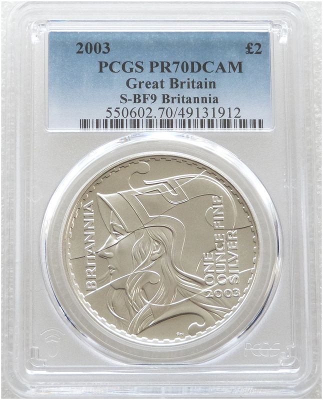 2003 Britannia £2 Silver Proof 1oz Coin PCGS PR70 DCAM 2003 Britannia £2 Silver Proof 1oz Coin PCGS PR70 DCAM