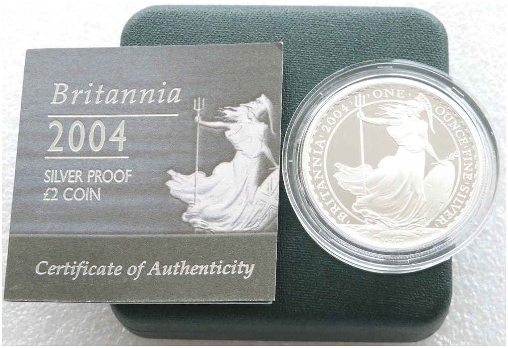 2004 Britannia £2 Silver Proof 1oz Coin Box Coa 2004 Britannia £2 Silver Proof 1oz Coin Box Coa