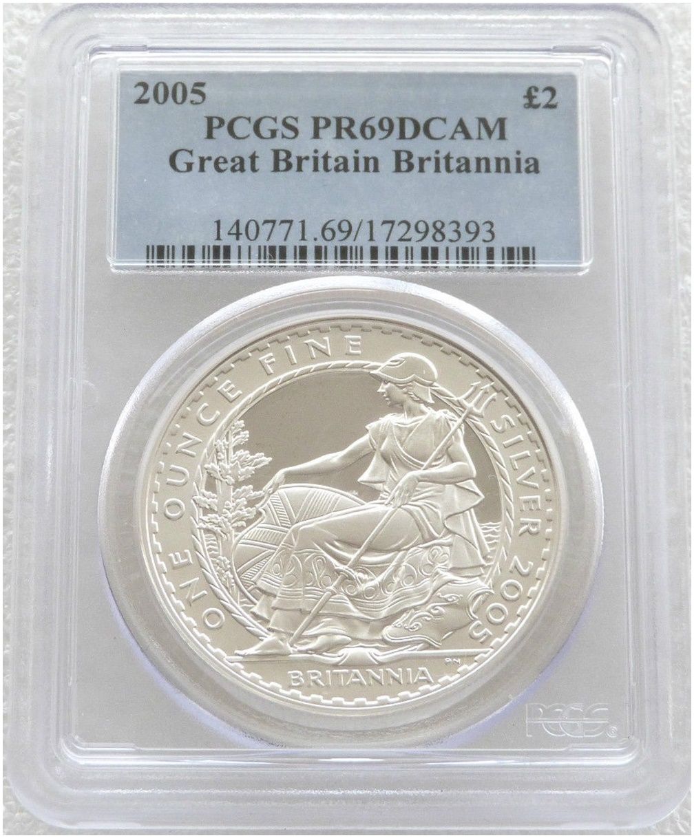 2005 Britannia £2 Silver Proof 1oz Coin PCGS PR69 DCAM 2005 Britannia £2 Silver Proof 1oz Coin PCGS PR69 DCAM