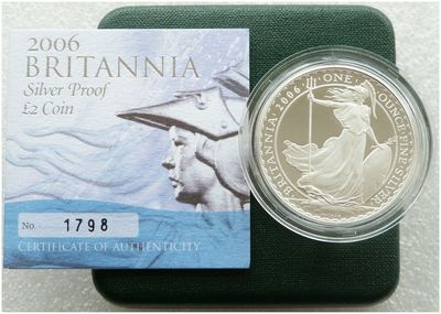 2006 Britannia £2 Silver Proof 1oz Coin Box Coa 2006 Britannia £2 Silver Proof 1oz Coin Box Coa