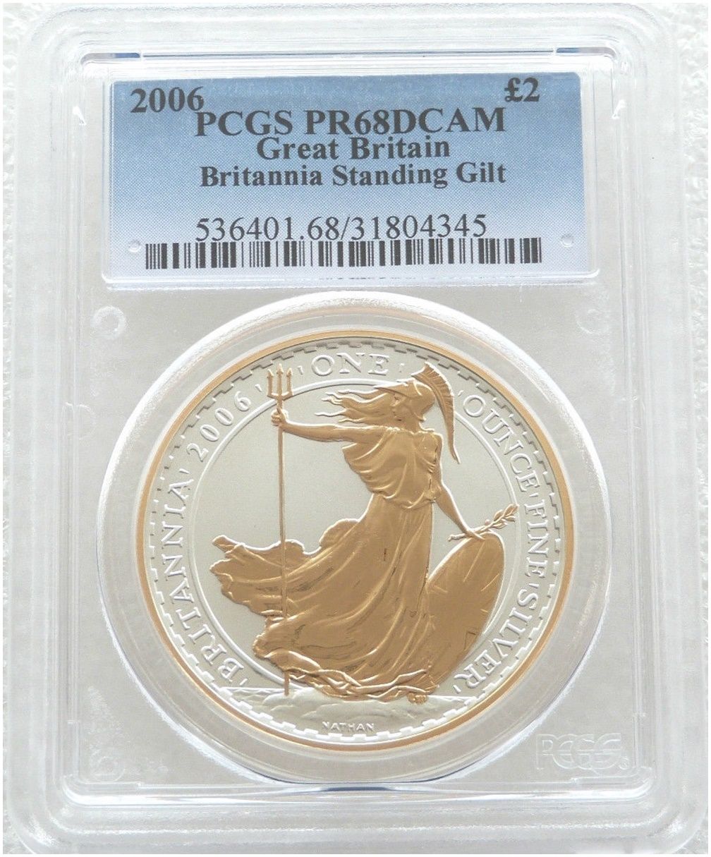 2006 Britannia £2 Silver Gold Proof 1oz Coin PCGS PR68 DCAM 2006 Britannia £2 Silver Gold Proof 1oz Coin PCGS PR68 DCAM